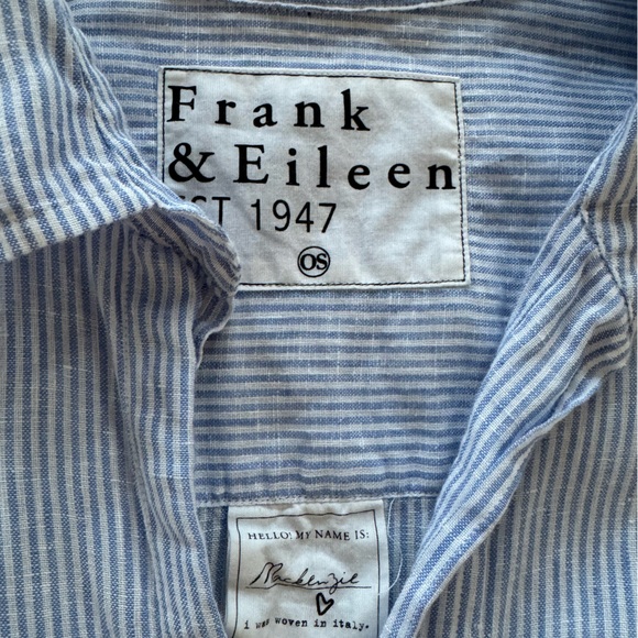 NWOT Frank & Eileen Linen Mackenzie Top o/s blue stripe - Picture 6 of 10